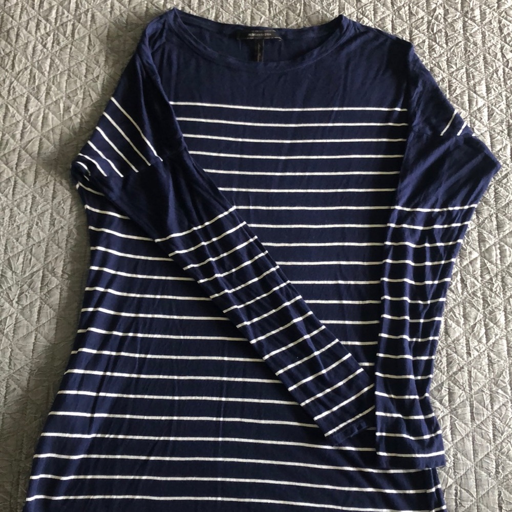 Navy and white stripe long sleeve shirt